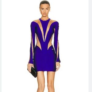 MUGLER Tule Illusion Paneled Angular Mini Dress